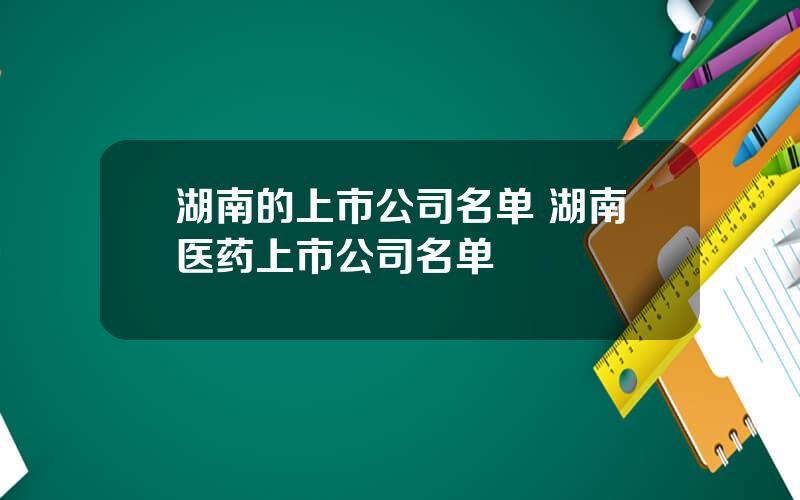 湖南的上市公司名单 湖南医药上市公司名单